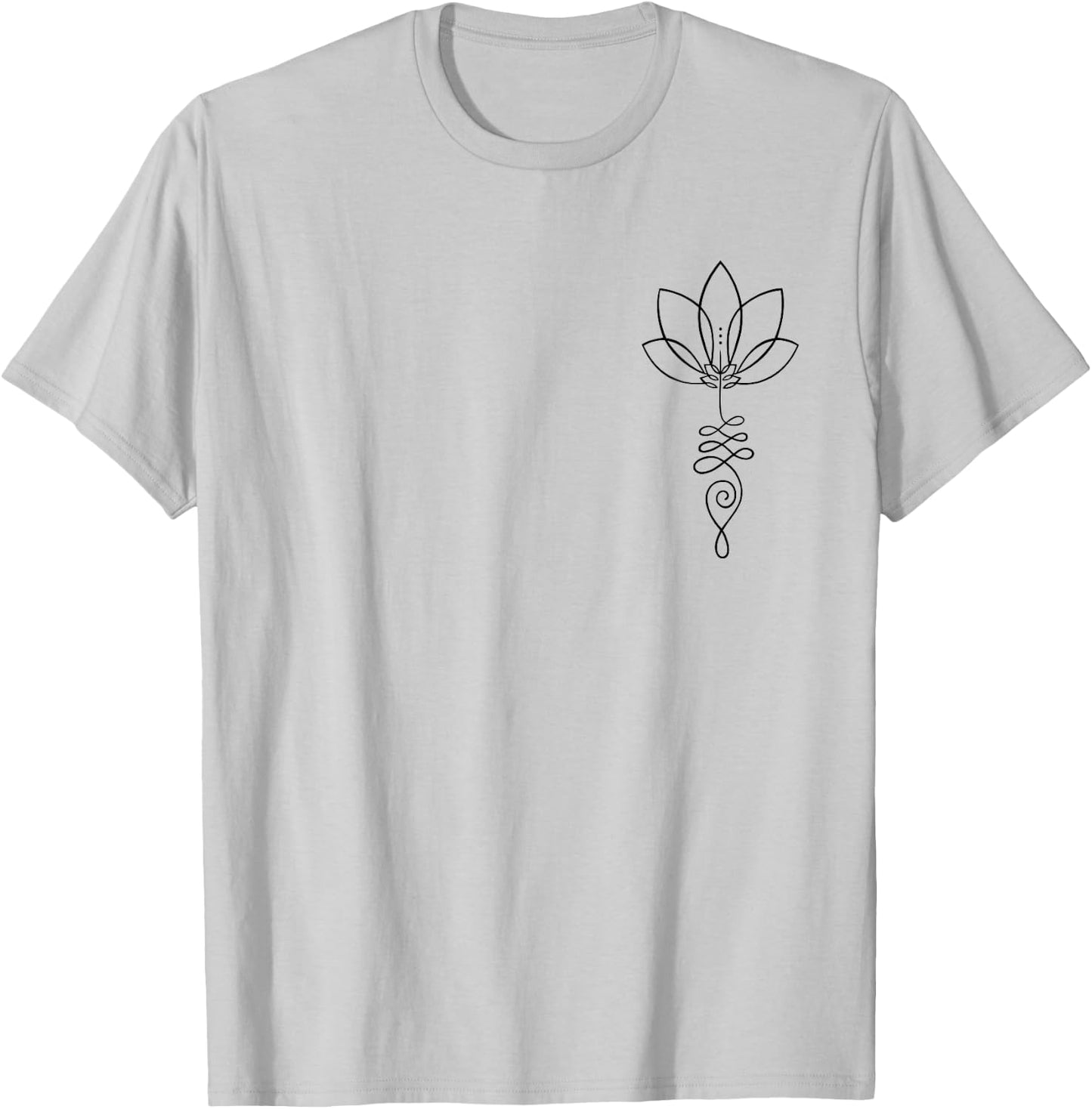 Yoga Lover Outfit Unalome Enlightenment Symbol with Lotus Flower T-Shirt - T-Shirt | Ash