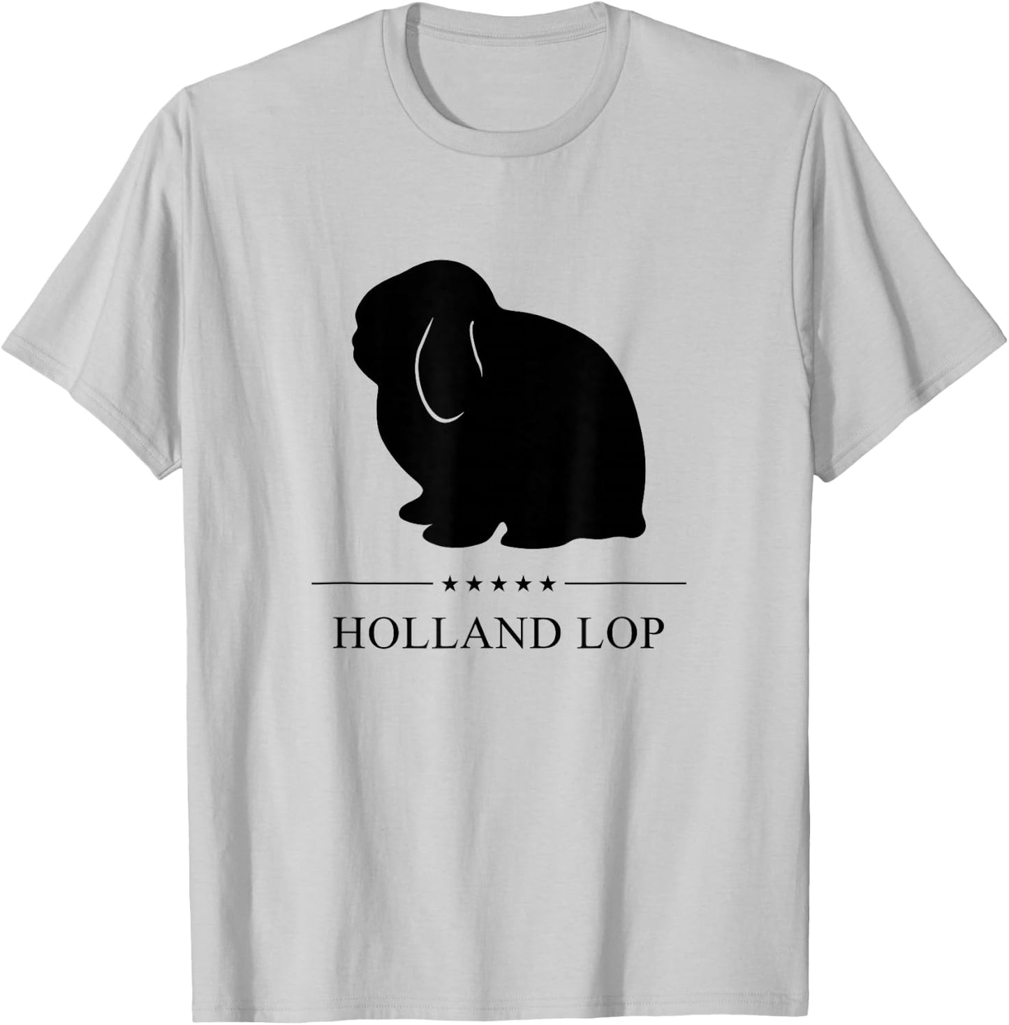 Holland Lop Rabbit Black Silhouette T-Shirt - T-Shirt | Ash