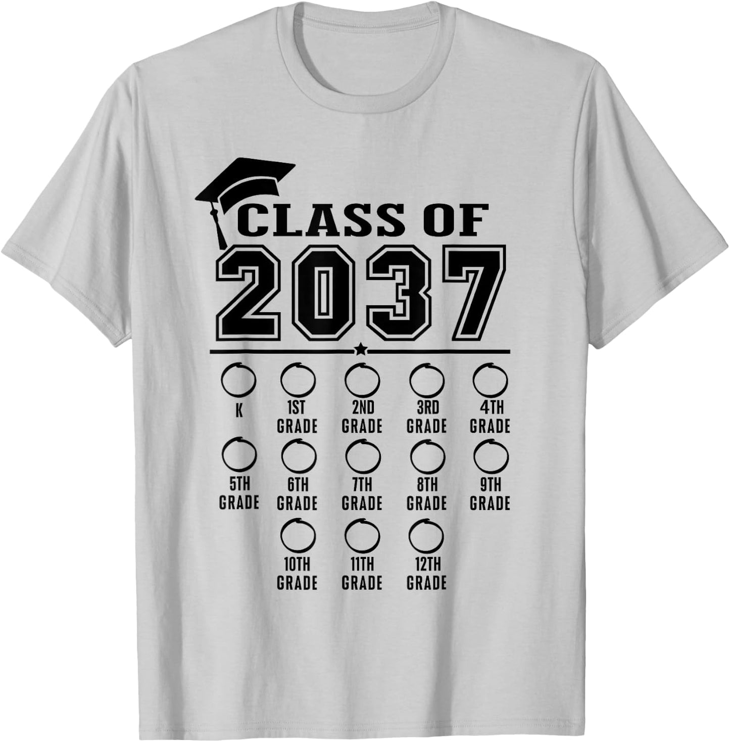 Class of 2037 grow with me checklist kindergarten 12th grade T-Shirt - T-Shirt | Ash