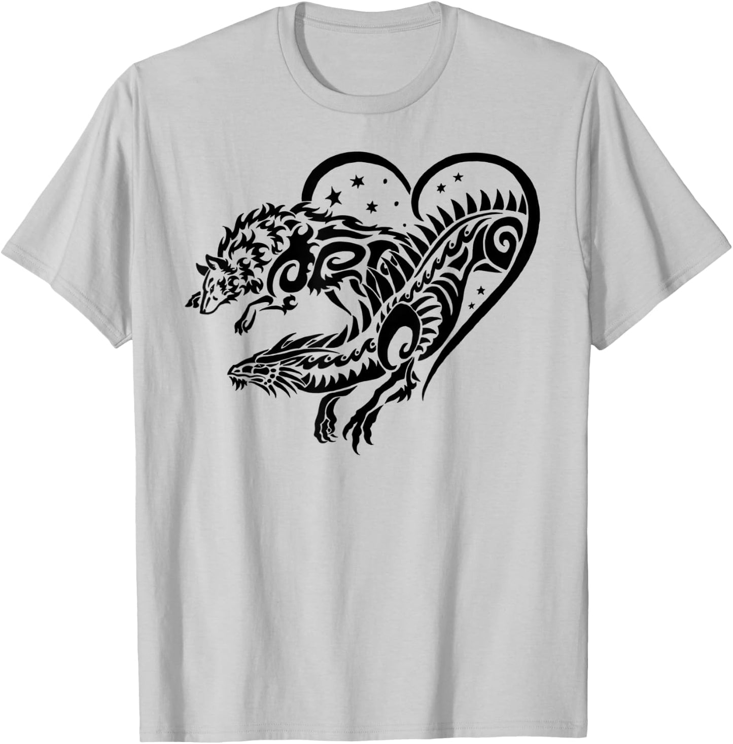 The Dreaming Dragon Wolf and Dragon Love T-Shirt - T-Shirt | Ash