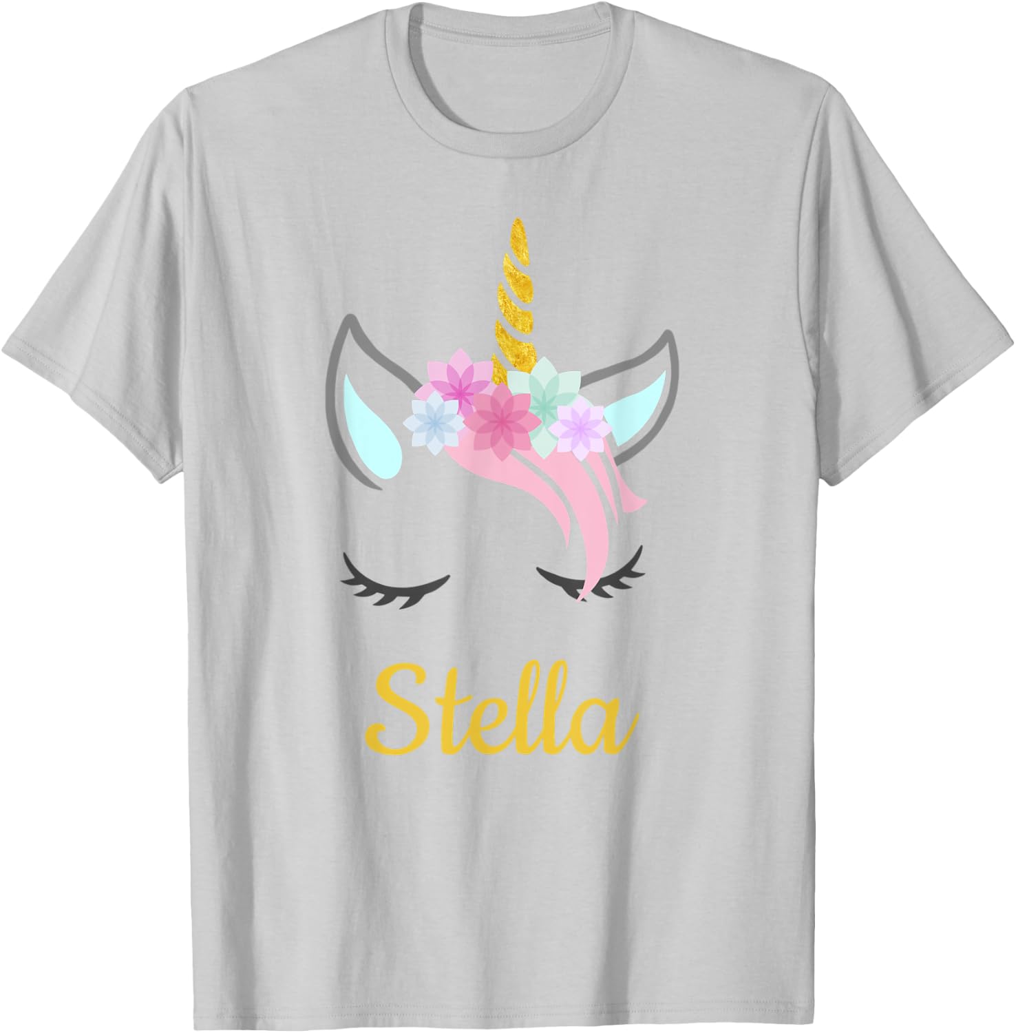 Stella White Unicorn Name T-Shirt - T-Shirt | Ash
