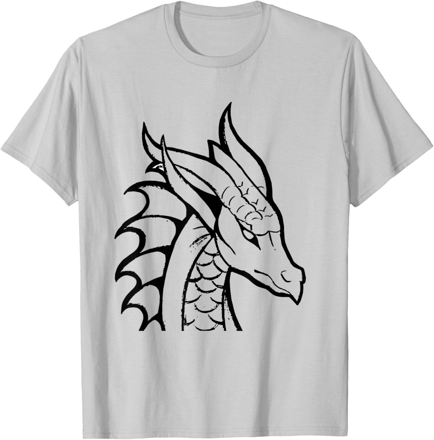 Dragon Sketch Drawing Graphic Art Silhouette Cute Funny T-Shirt - T-Shirt | Ash