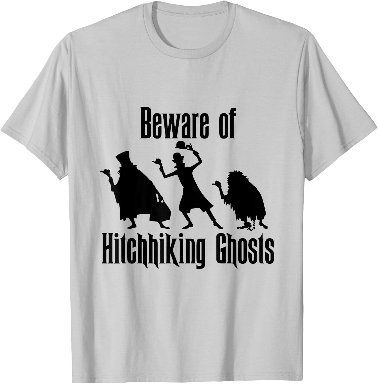 Beware of Hitchhiking Ghosts Funny Halloween Gifts T-Shirt - T-Shirt | Ash