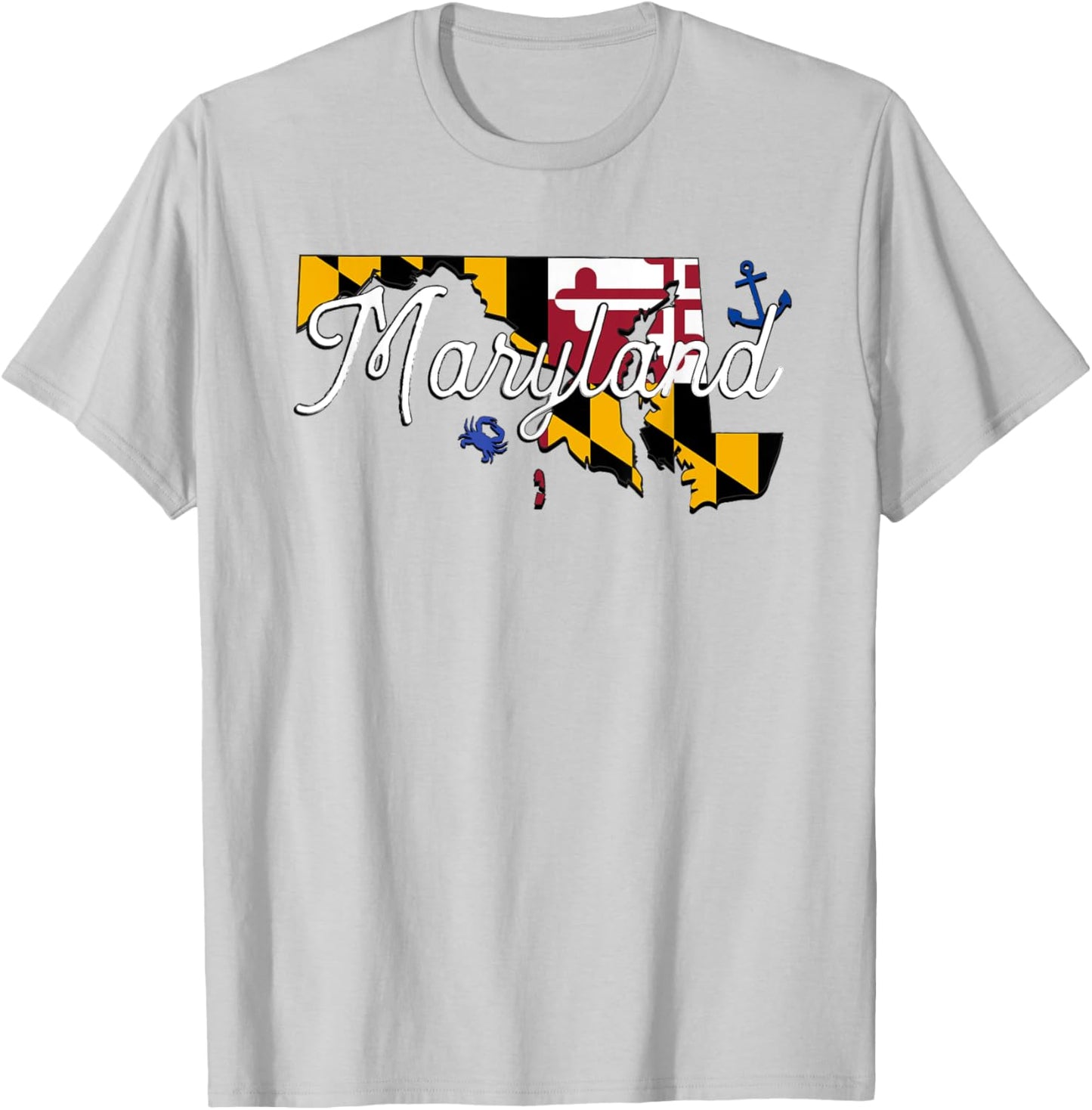 Maryland State Flag and Anchor T-Shirt - T-Shirt | Ash