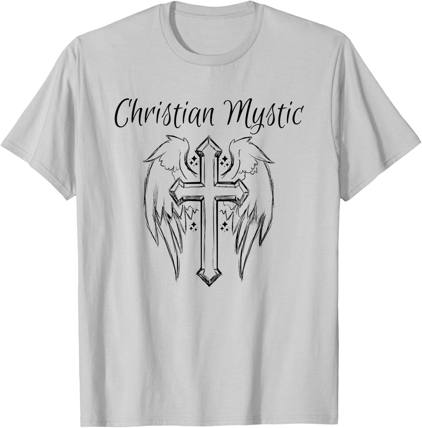 Christian Mystic Angel Cross Shirt Psychic Gift T-Shirt - T-Shirt | Ash