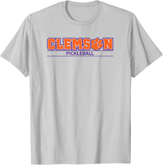 Campus Lab Clemson Tigers -Adults & Kids Grey Modern Classic Collared Neck Short Sleeve T-Shirt - T-Shirt | Ash