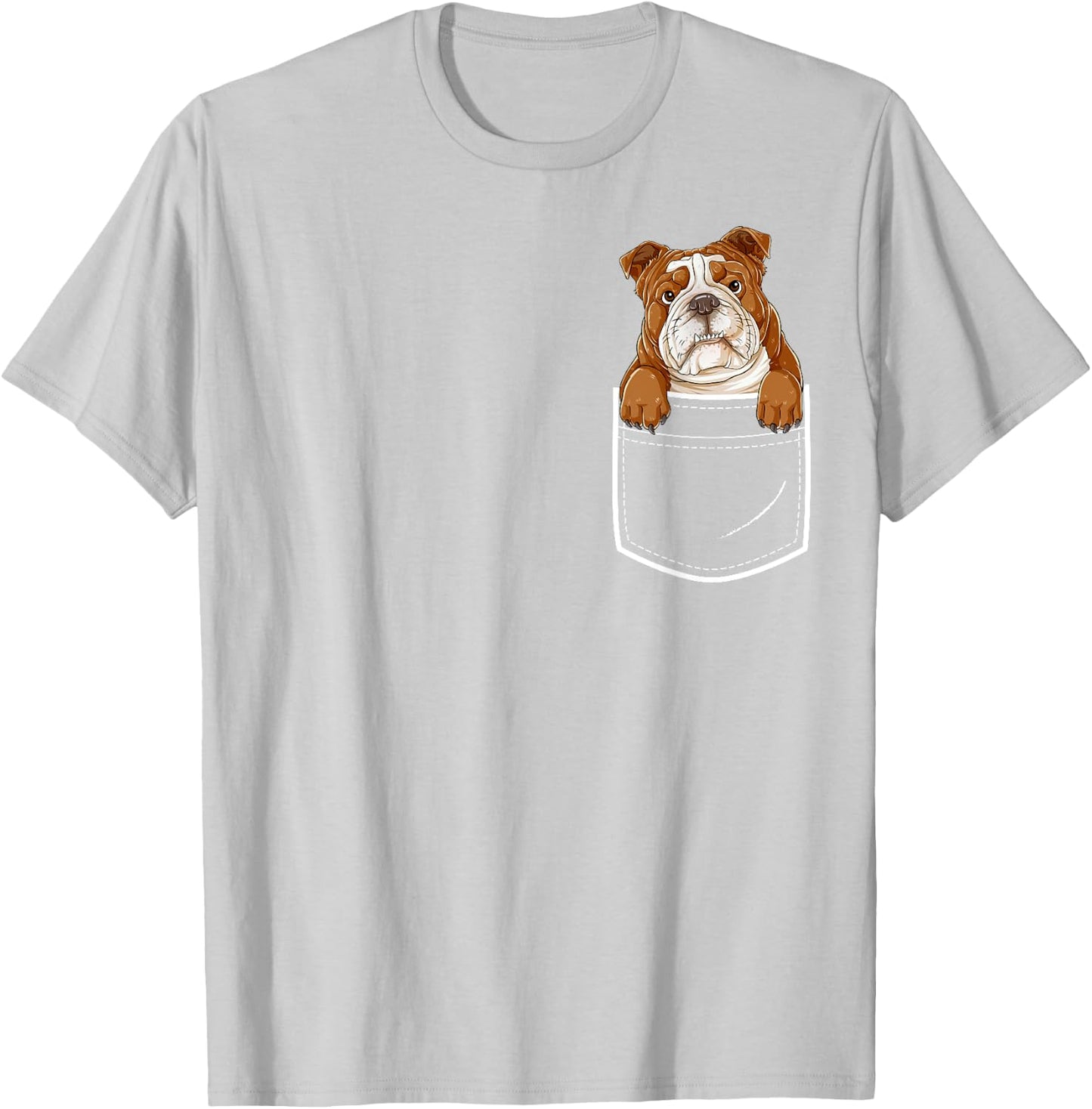 English Bulldog in Your Front Pocket T Shirt Dog Animals Women Kids T-Shirt - T-Shirt | Ash