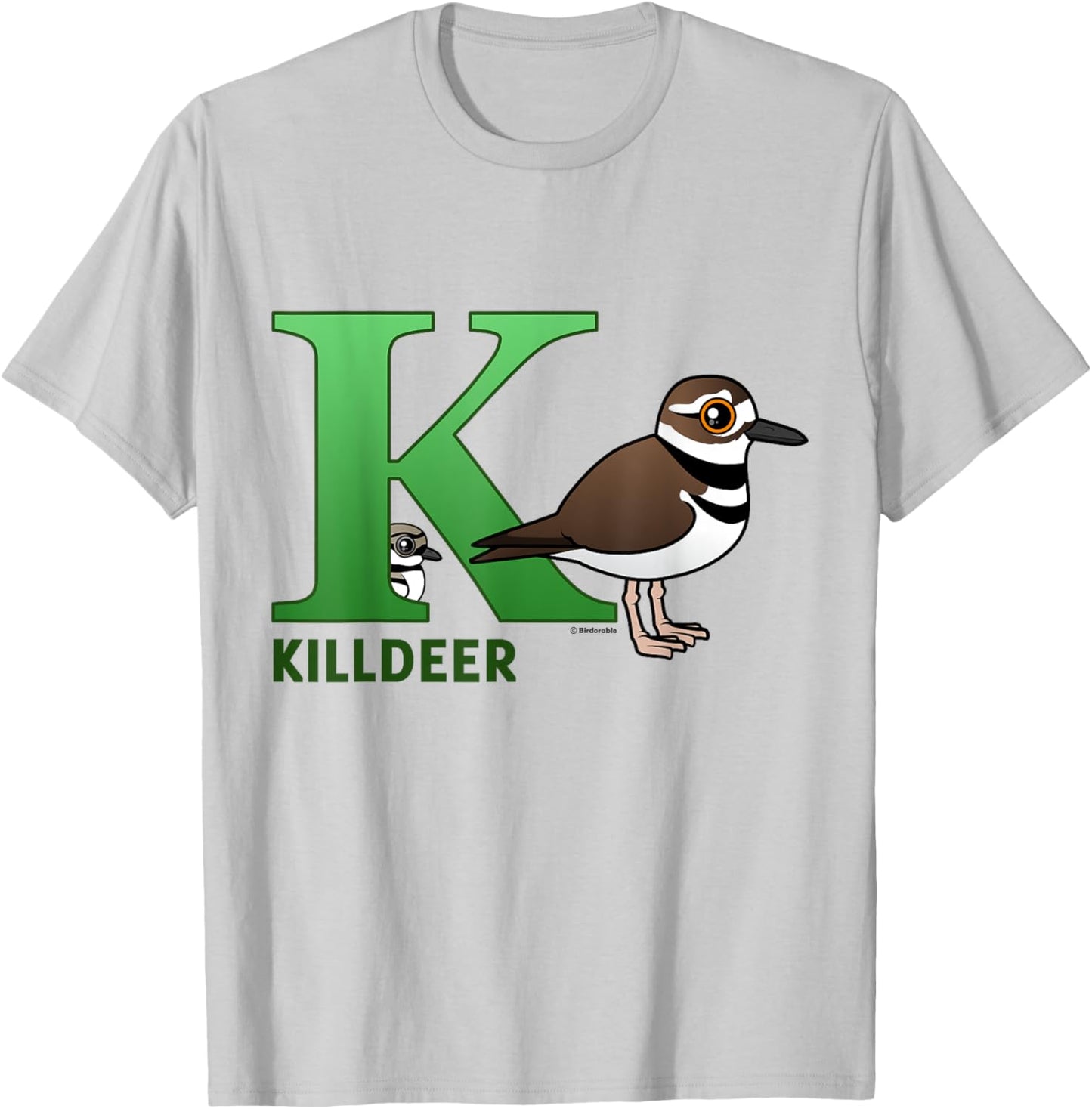 Cute K is for Killdeer Cartoon Alphabet Bird Gift T-Shirt - T-Shirt | Ash