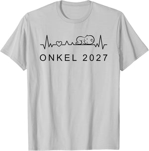 Onkel 2027 Herzschlag Mit Baby Schwangerschaft verkünden T-Shirt - T-Shirt | Ash