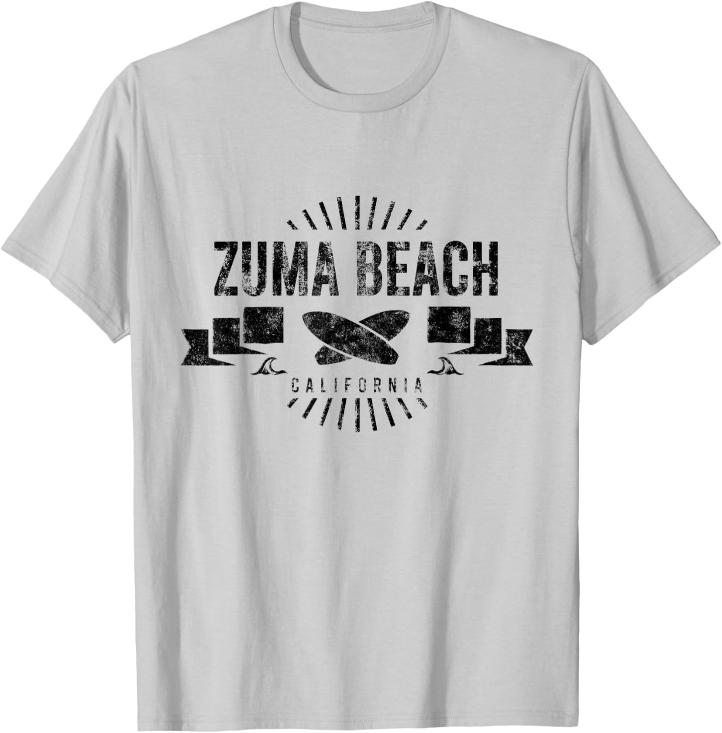 Zuma Beach California Surf Vintage Surfing Retro Surfboard T-Shirt - T-Shirt | Ash