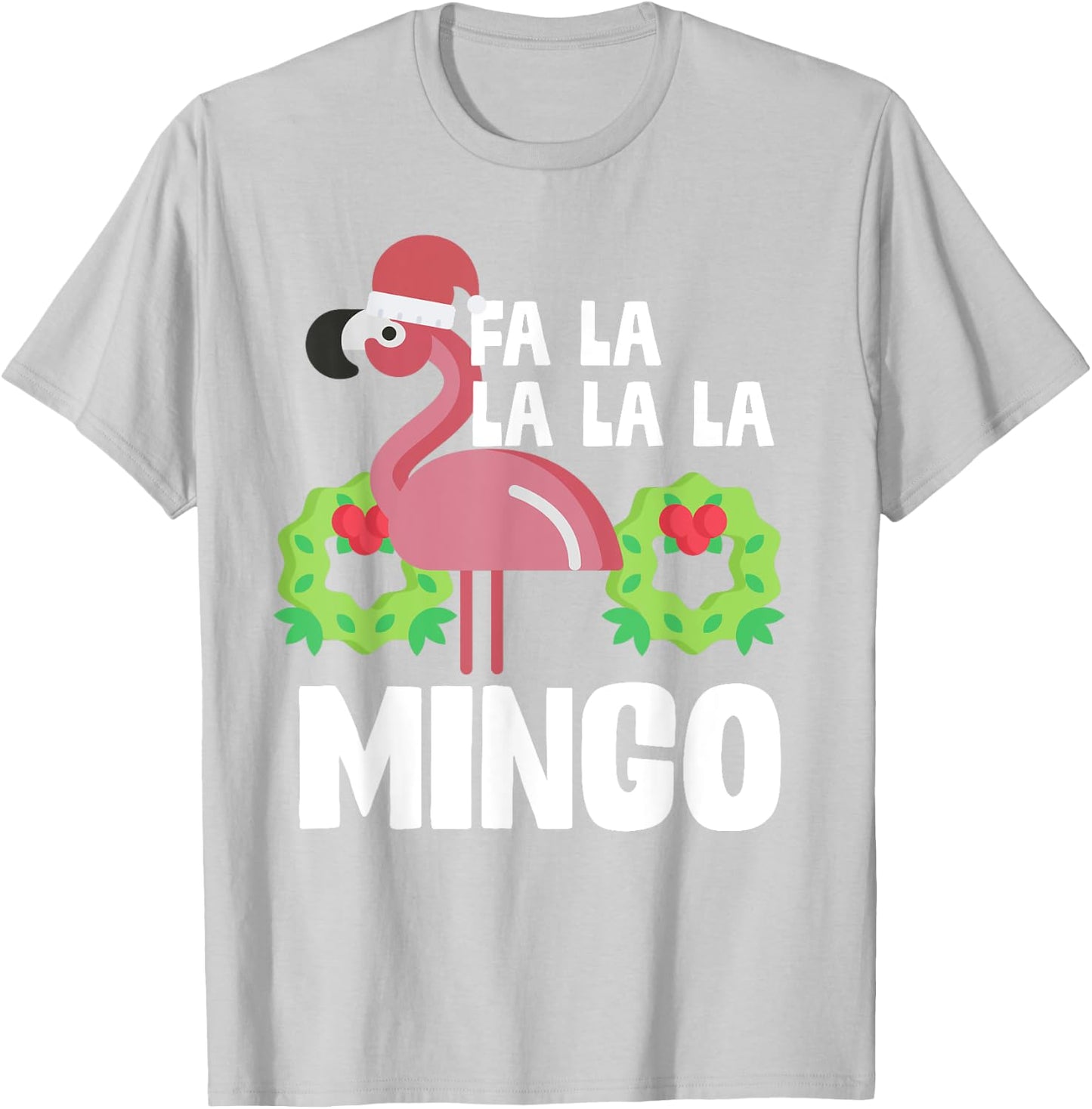 Fa La La Mingo Santa Christmas Flamingo Gift T-Shirt - T-Shirt | Ash