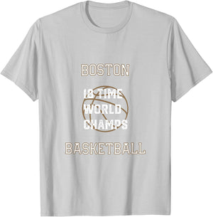 18 Time World Champs Boston Basketball T-Shirt - T-Shirt | Ash