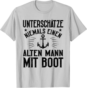 Old Man with Boat Anchor Boat Sailor Captain , gray T-Shirt - T-Shirt | Ash