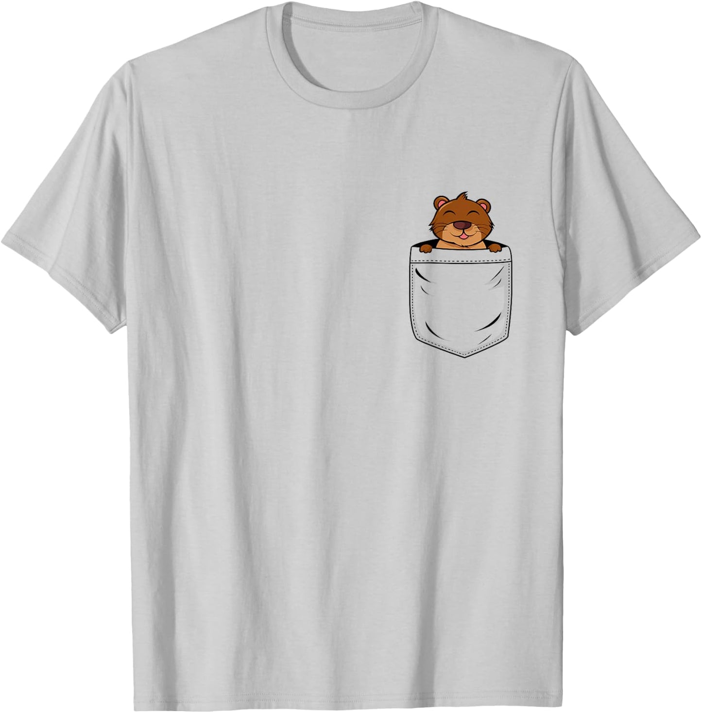 Otter Lovers Cute Funny Otter In Pocket T-Shirt - T-Shirt | Ash