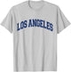 Los Angeles California Varsity Style Navy Blue Text T-Shirt - T-Shirt | Ash