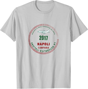 Naples Italy Passport Stamp Vacation Travel Souvenir T-Shirt - T-Shirt | Ash