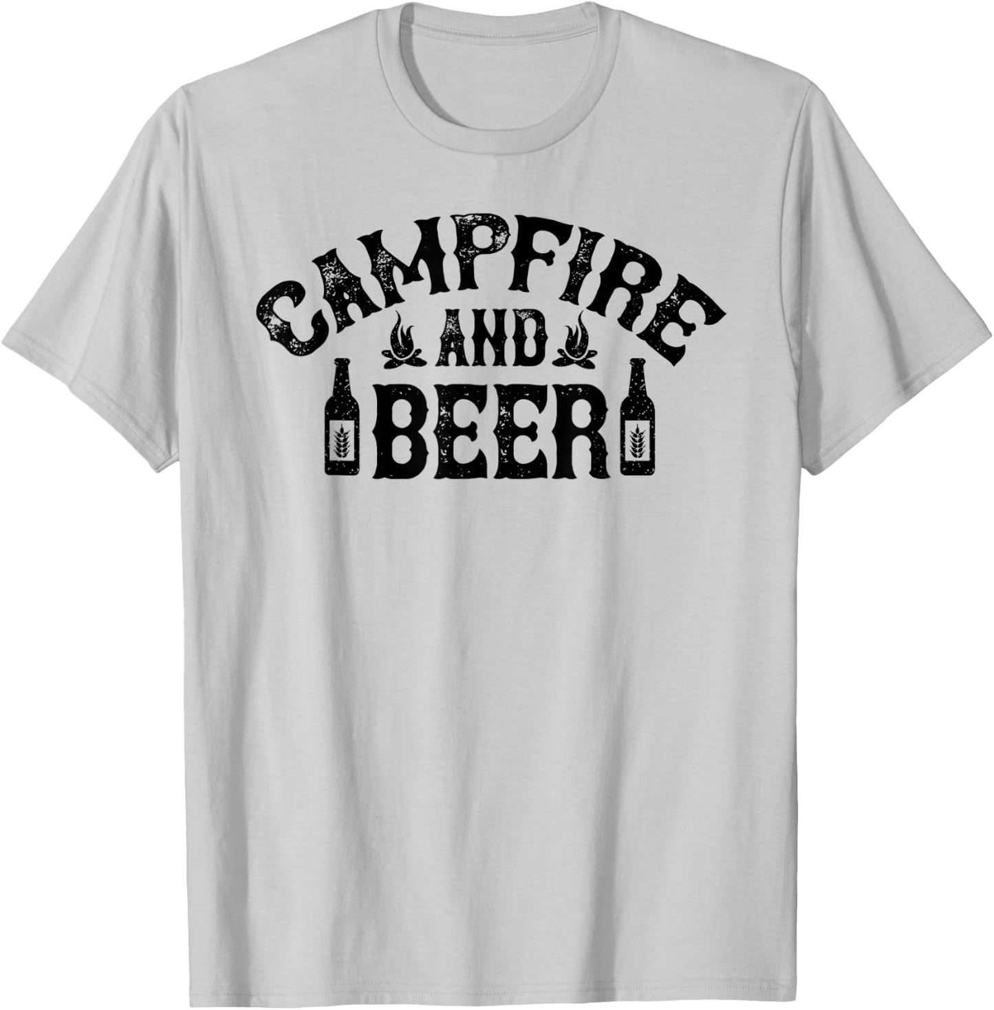 Campfire And Beer Camping T-Shirt - T-Shirt | Ash
