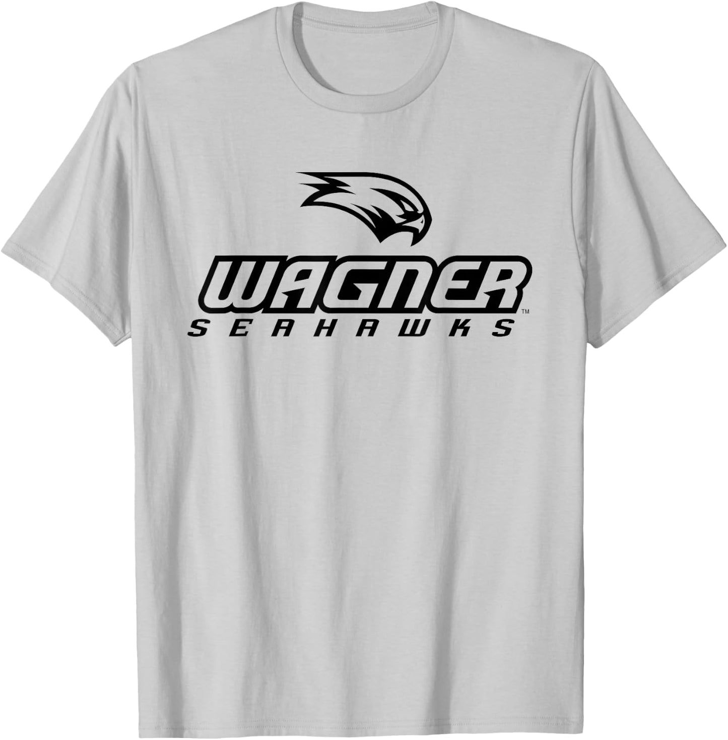 Wagner College Seahawks Stacked One Colour Logo T-Shirt - T-Shirt | Ash