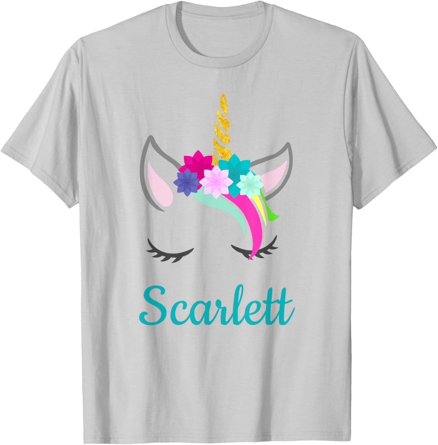 Scarlett Rainbow Unicorn Name T-Shirt - T-Shirt | Ash