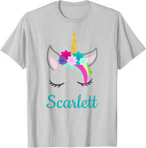 Scarlett Rainbow Unicorn Name T-Shirt - T-Shirt | Ash