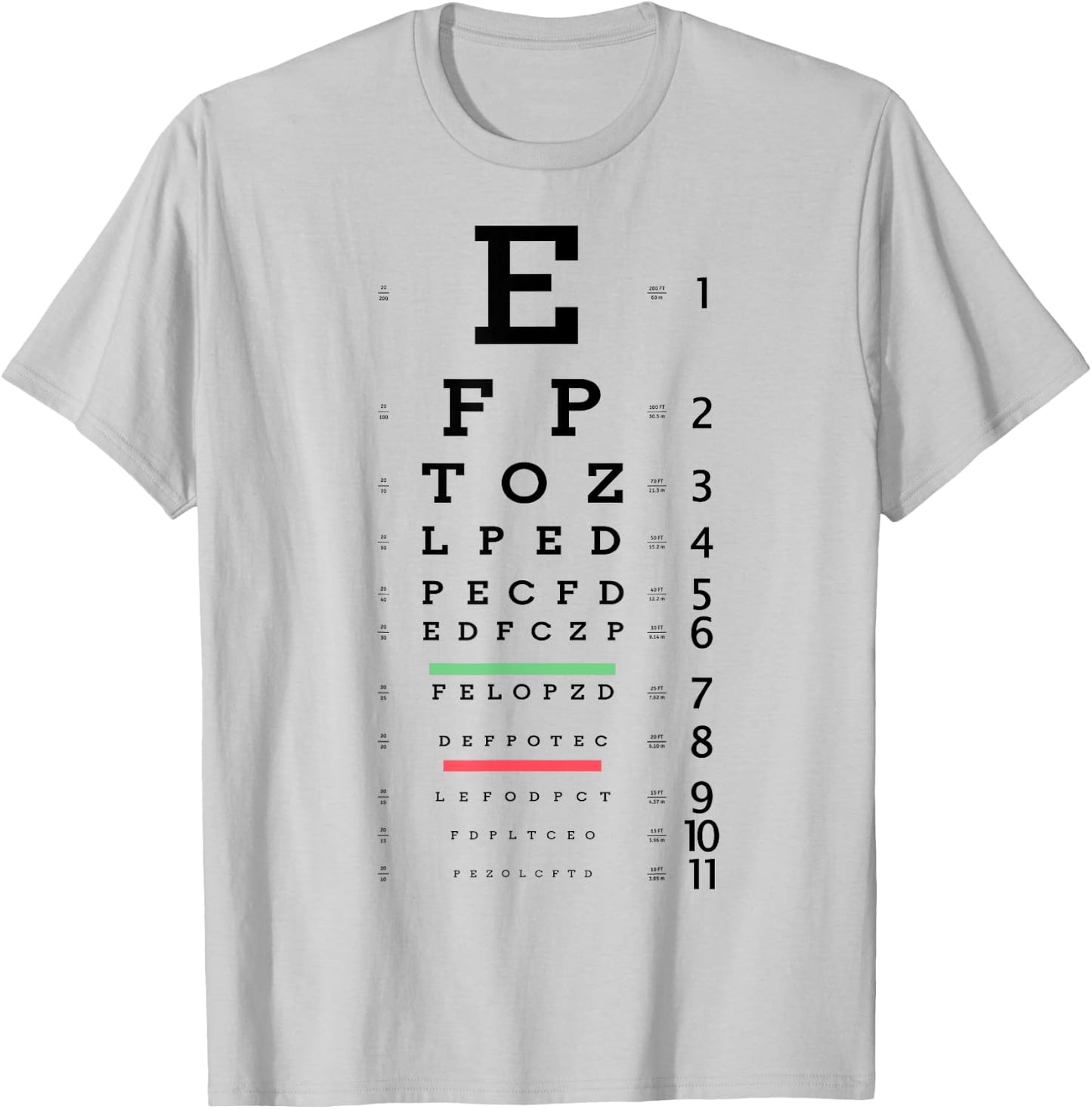 Optometrist Snellen Eye chart Optotype Optometry Eye Doctor T-Shirt - T-Shirt | Ash