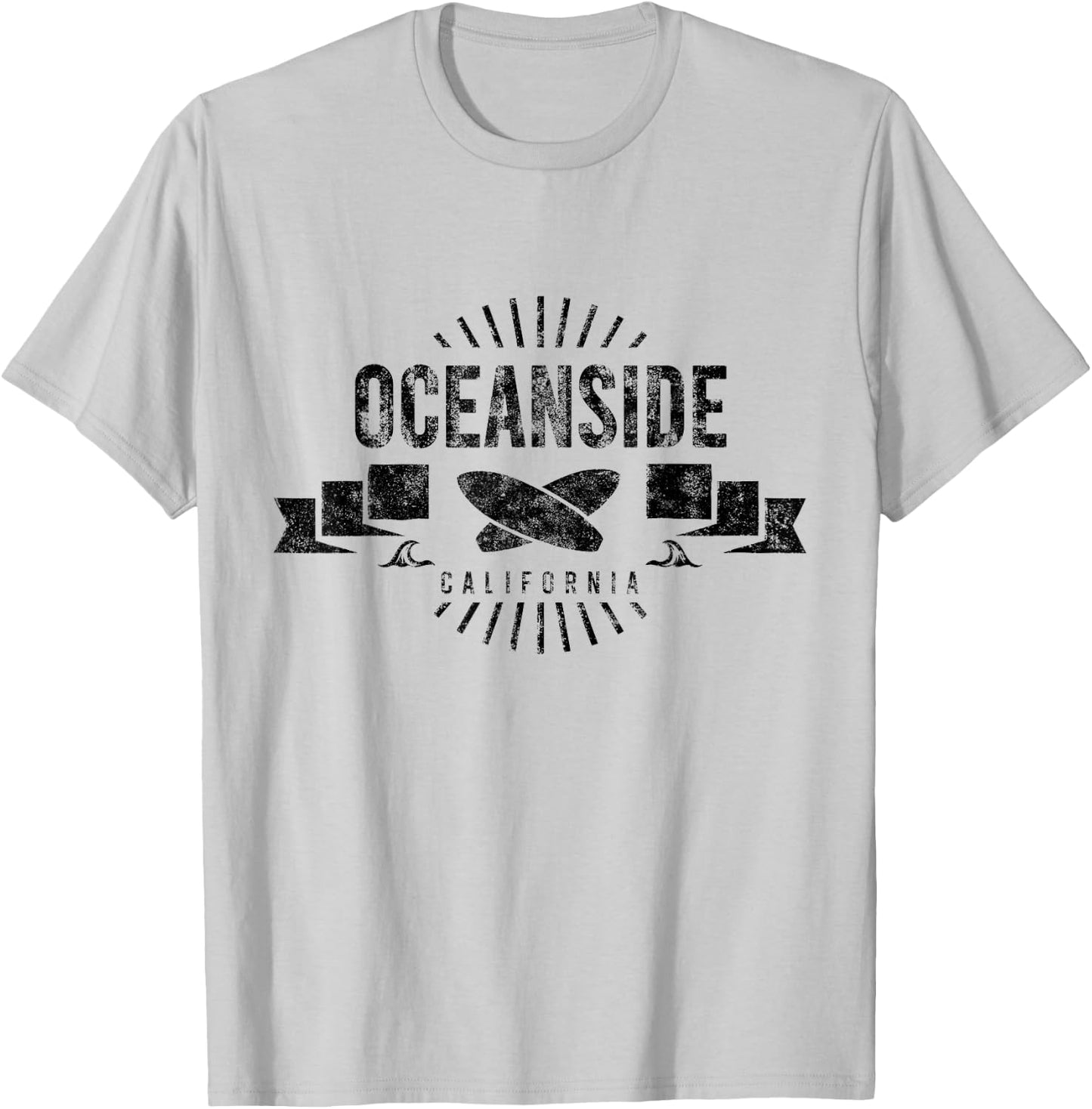 Oceanside CA Surf Cali Vintage Surfing Beach Retro Surfboard Women Kids T-Shirt - T-Shirt | Ash
