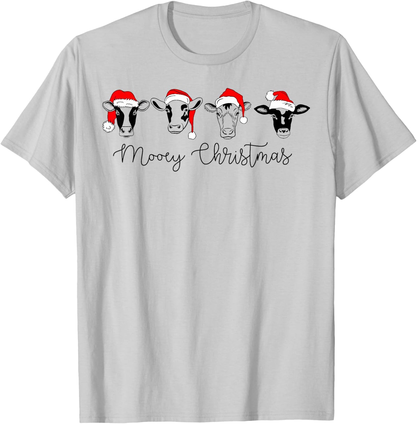 Funny Christmas Cows Mooey Christmas Cute Xmas Cow T-Shirt - T-Shirt | Ash