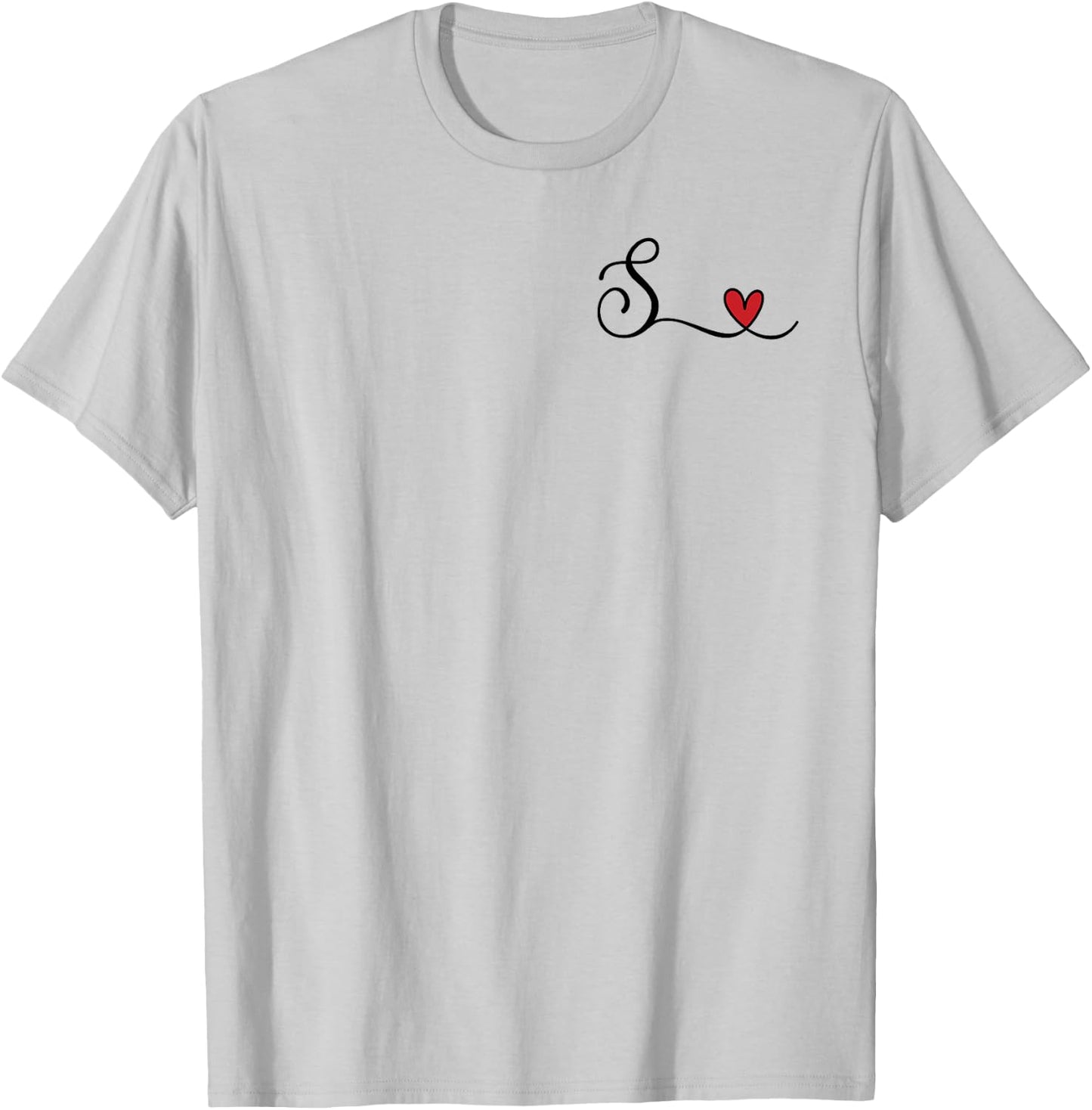 S Initial Heart Monogram Gift T-Shirt - T-Shirt | Ash