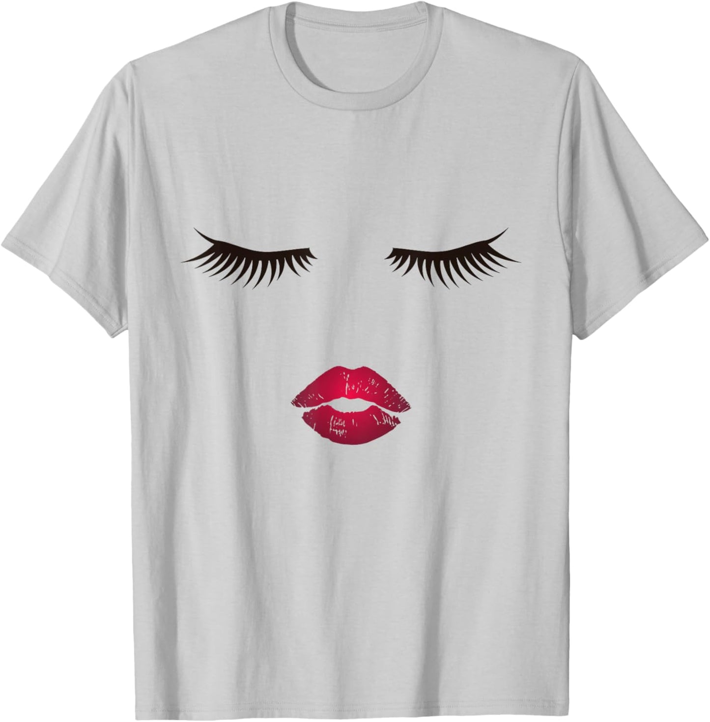 Eyelash Lips Lipstick Lash T-Shirt - T-Shirt | Ash