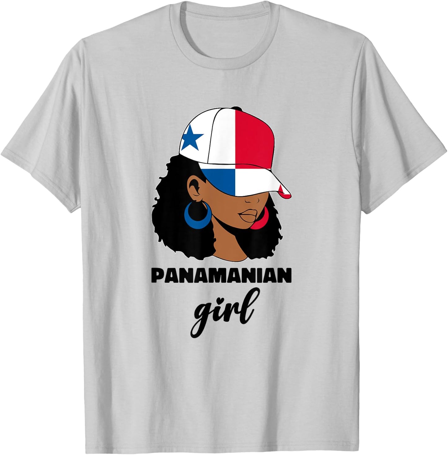 Black Afro Latina Panamanian Girl Women Panama Flag Panameña T-Shirt - T-Shirt | Ash