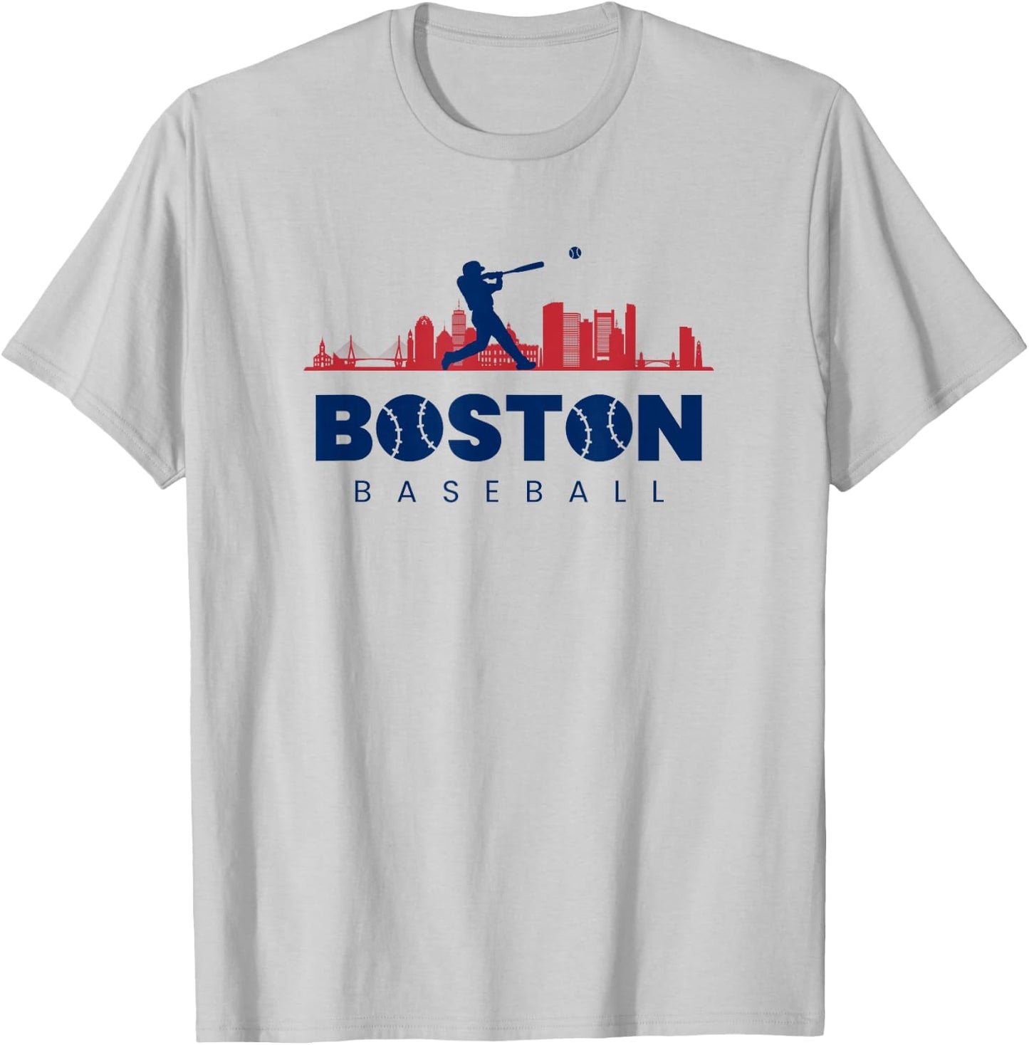 Boston Baseball Vintage Minimalist Retro Baseball Lover T-Shirt - T-Shirt | Ash