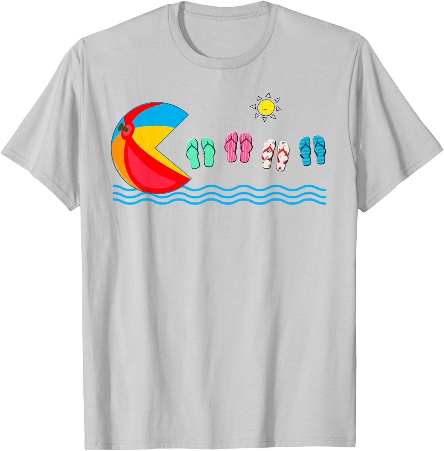 Funny Beach Ball Flip Flops Swimming Summer Vacation Women Kids T-Shirt - T-Shirt | Ash