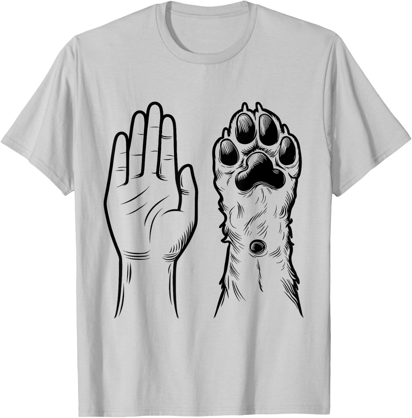 High Five Human Hand Dog Paw T-Shirt - T-Shirt | Ash