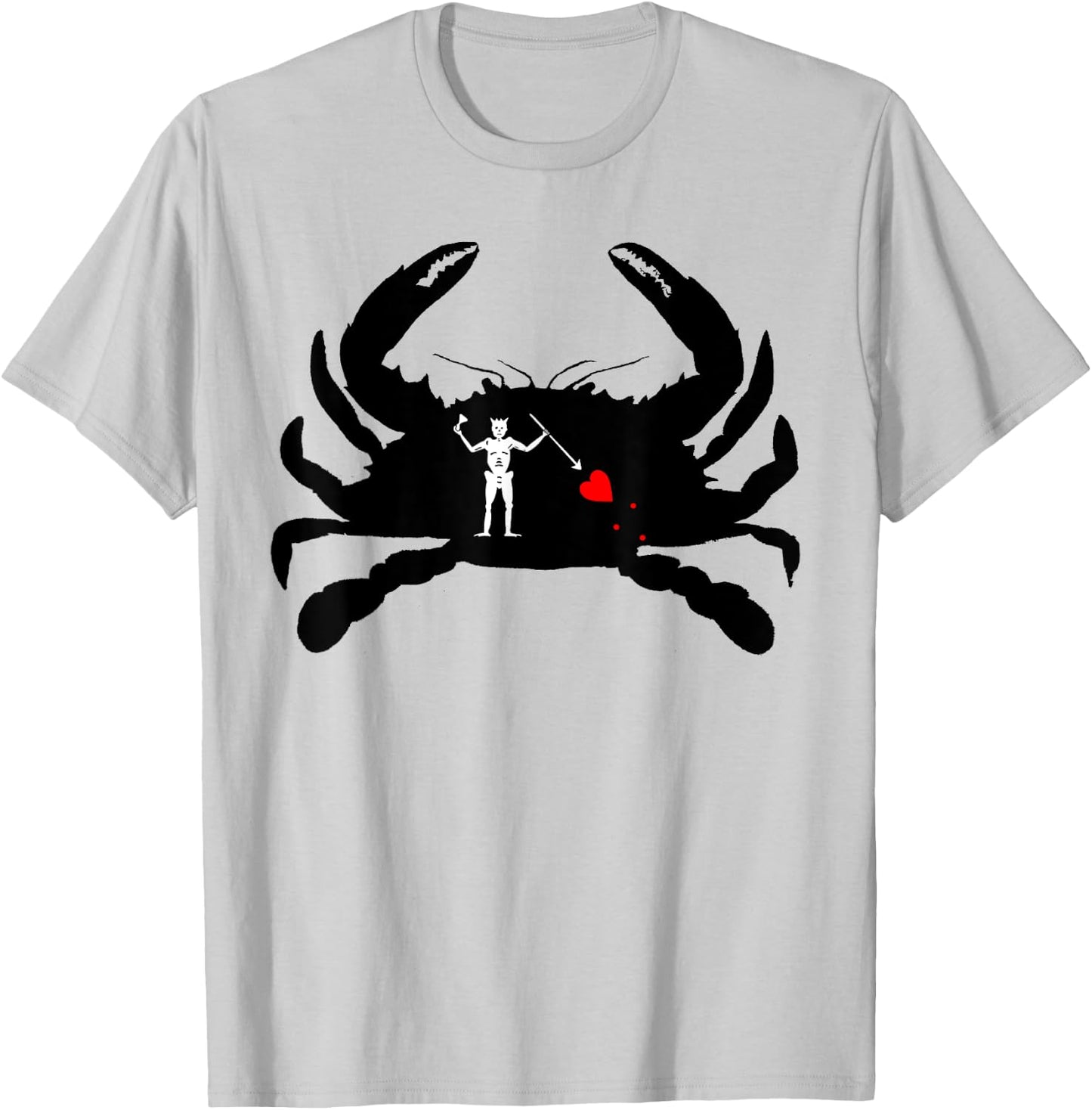 Blackbeard The Pirate Jolly Roger Crab Silhouette T-Shirt - T-Shirt | Ash