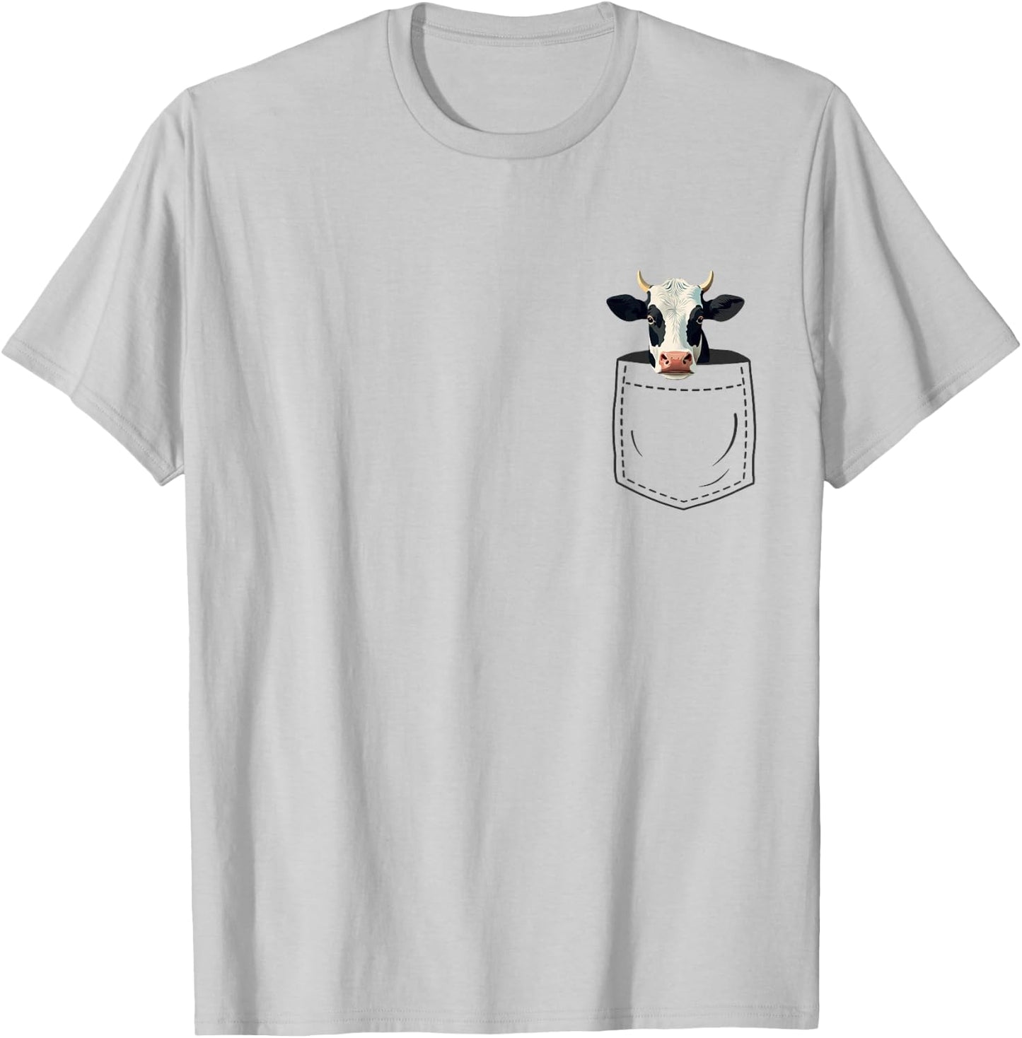 Cow in Pocket T-Shirt - T-Shirt | Ash