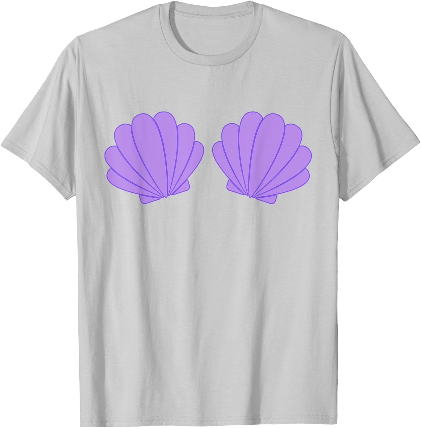 Mermaid Purple Seashell Bra Cartoon Graphic Costume T-Shirt - T-Shirt | Ash
