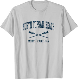 North Topsail Beach North Carolina Vintage Nautical Paddles Men Women Girls Kids T-Shirt - T-Shirt | Ash