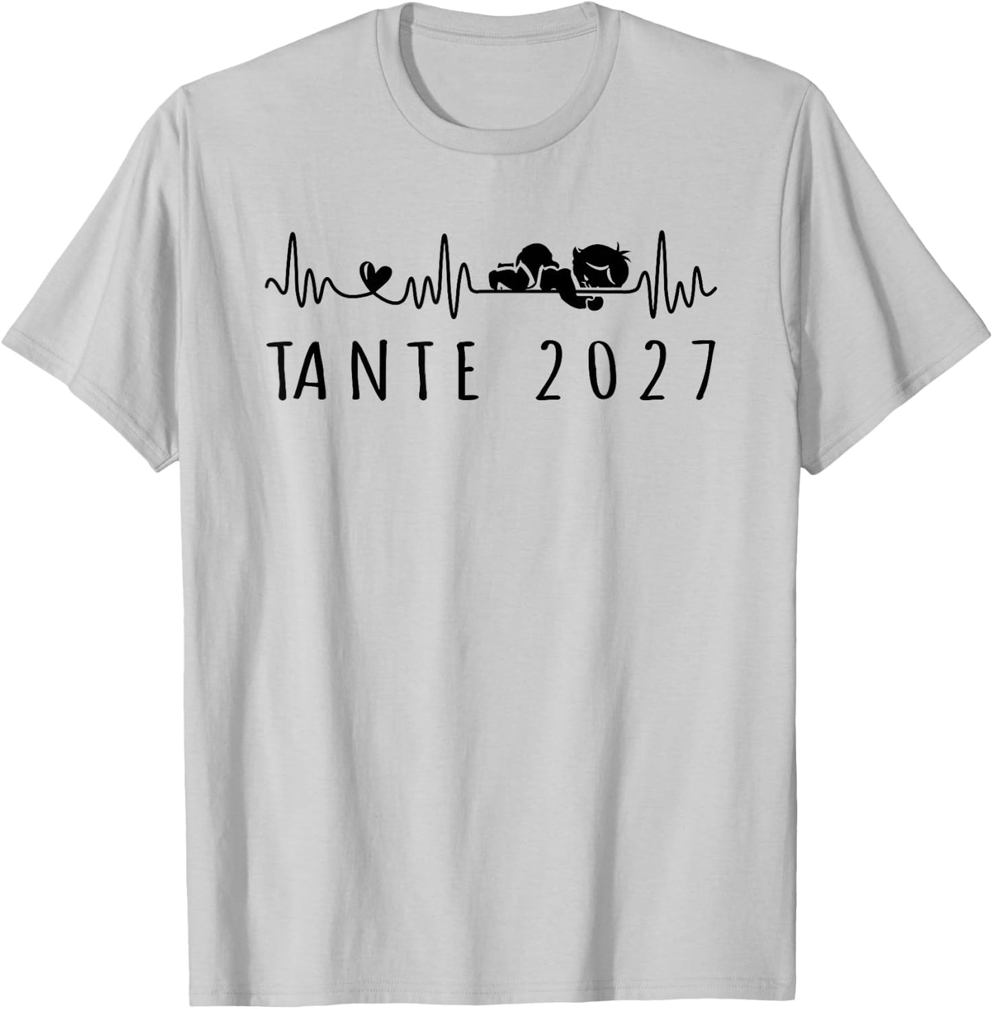 Tante 2027 Herzschlag Schwangerschaft Verkünden T-Shirt - T-Shirt | Ash