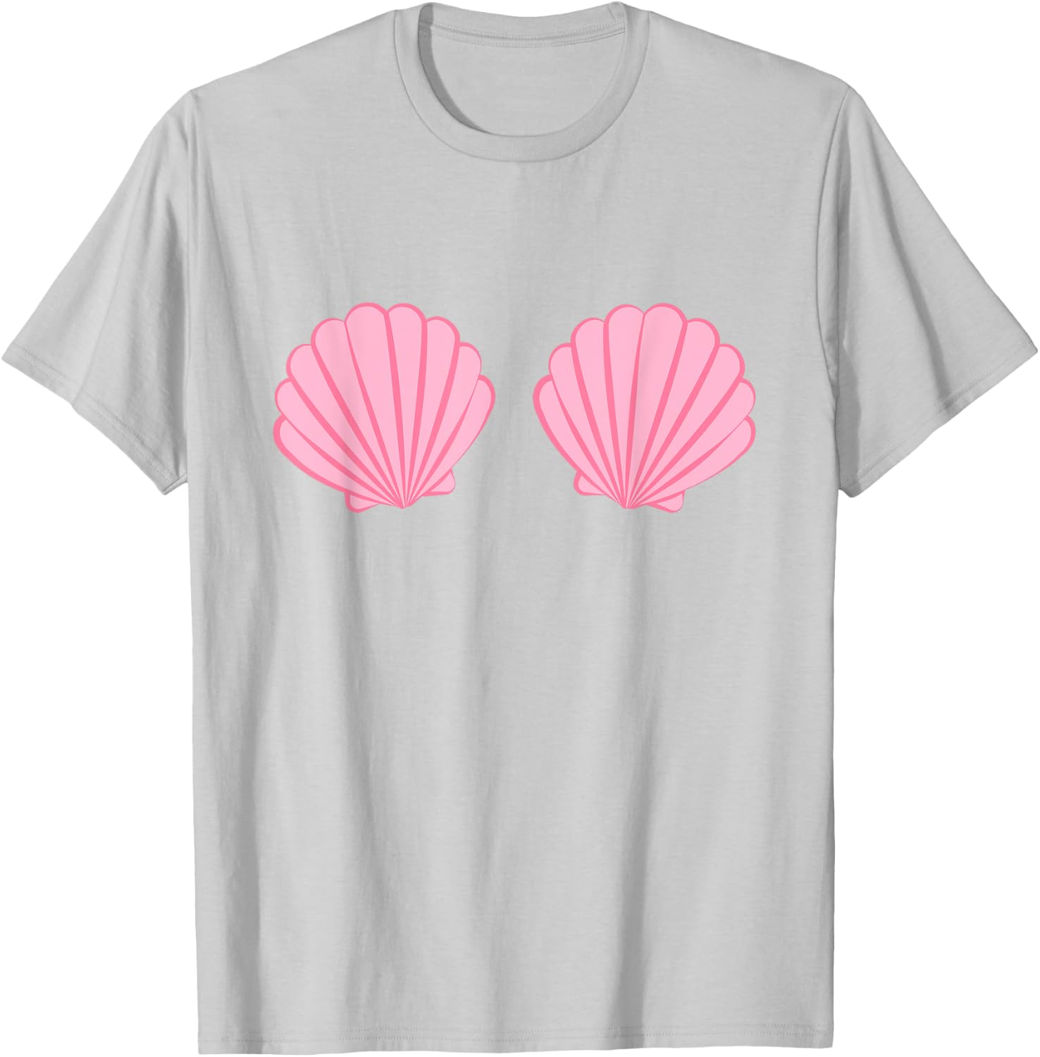 Mermaid Pink Seashell Bra Cartoon Graphic T-Shirt - T-Shirt | Ash