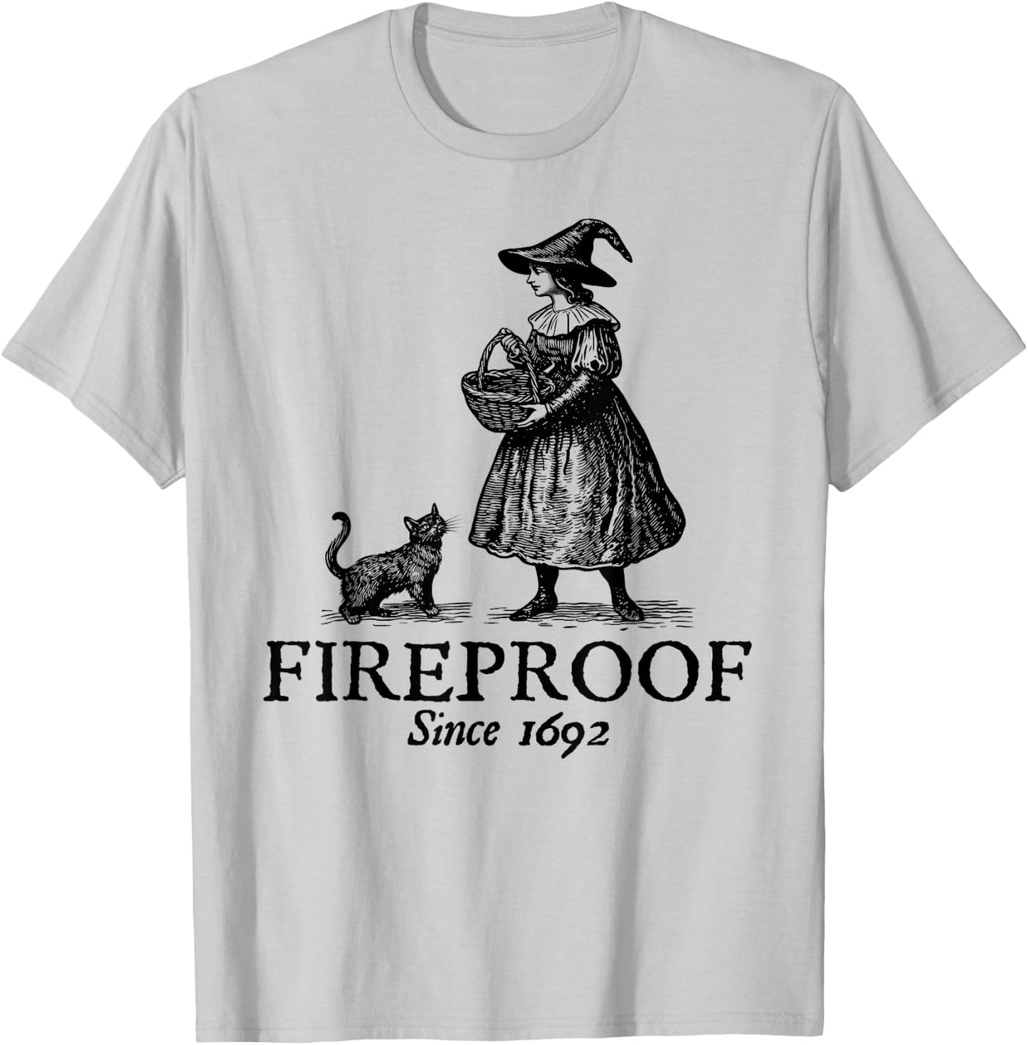 Salem, MA Witch Trials Fireproof Since 1692 Witches Autumn T-Shirt - T-Shirt | Ash