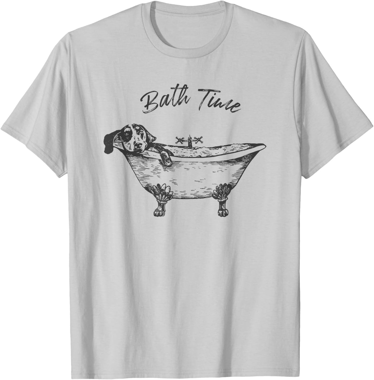 Dog Taking A Bath Dachshund Bathtub Spa Relaxing Bath Time T-Shirt - T-Shirt | Ash