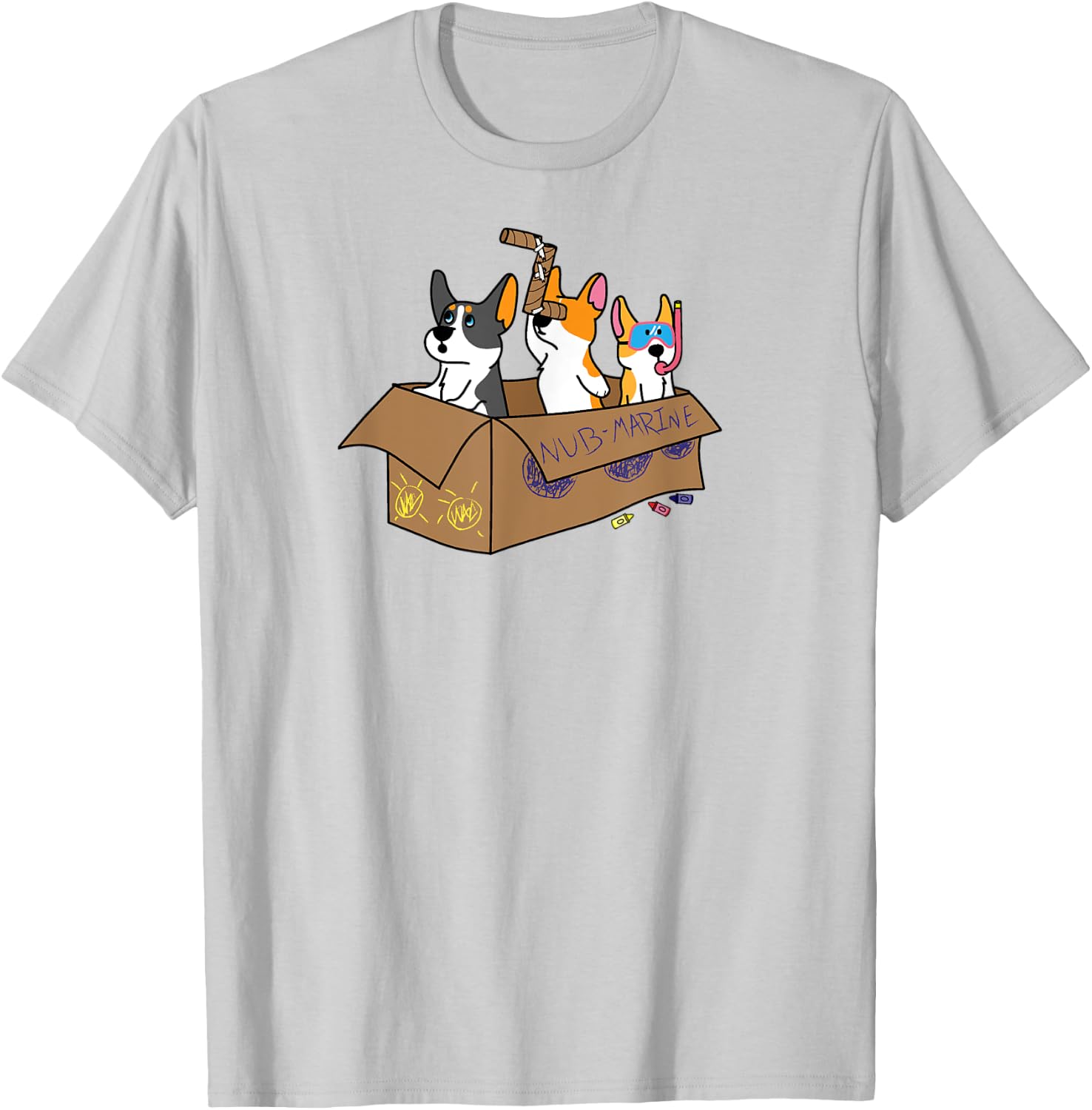Submarine Corgi T-Shirt - T-Shirt | Ash