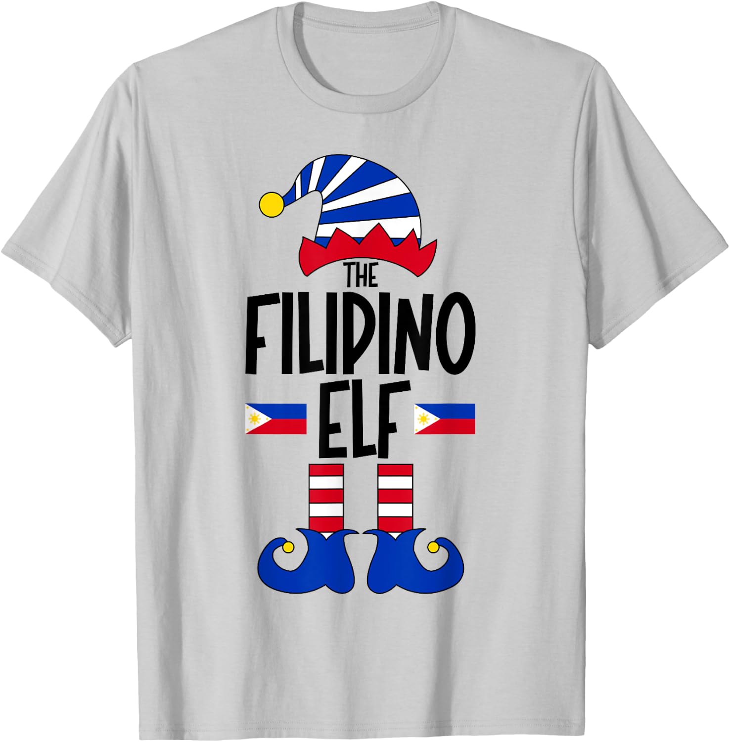 Filipino Elf Philippines Funny Group Matching Christmas Elf T-Shirt - T-Shirt | Ash