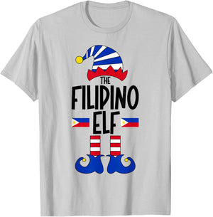 Filipino Elf Philippines Funny Group Matching Christmas Elf T-Shirt - T-Shirt | Ash