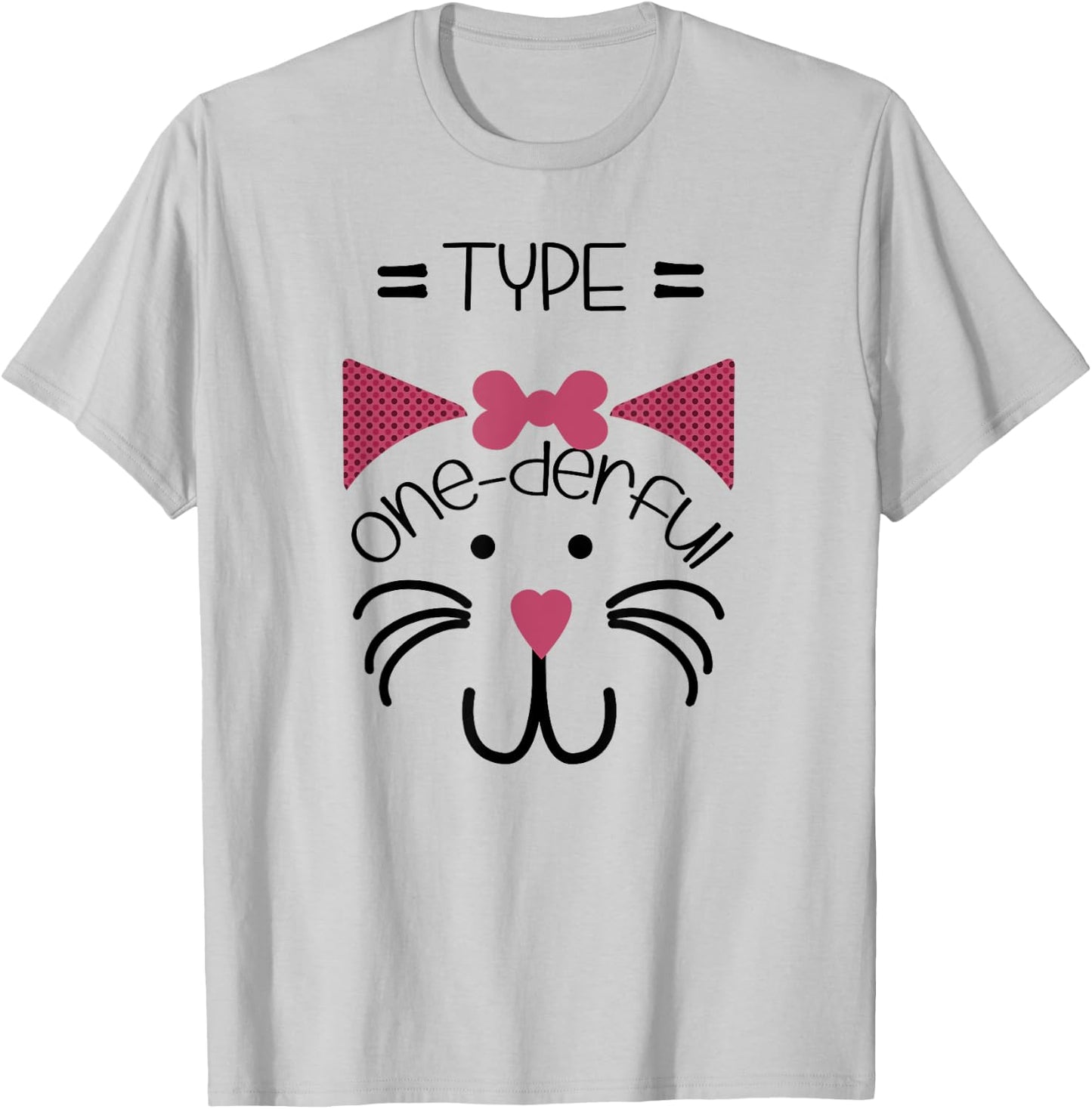 Type one-derful Cat Type1 diabetes shirt for kid t1 T1D girl T-Shirt - T-Shirt | Ash