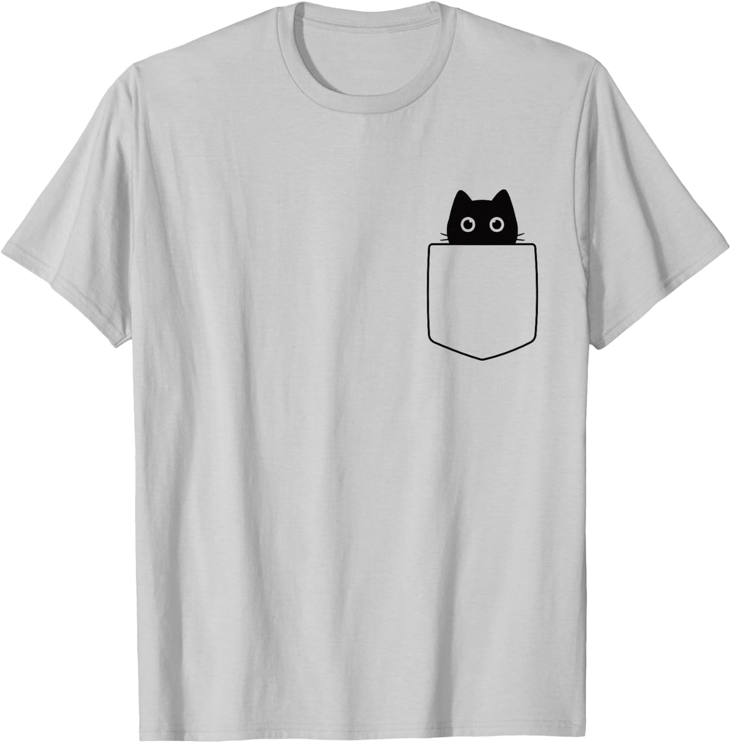 Cat in Pocket Shirt for Kids Women Men Funny Cute Cats Lover T-Shirt - T-Shirt | Ash