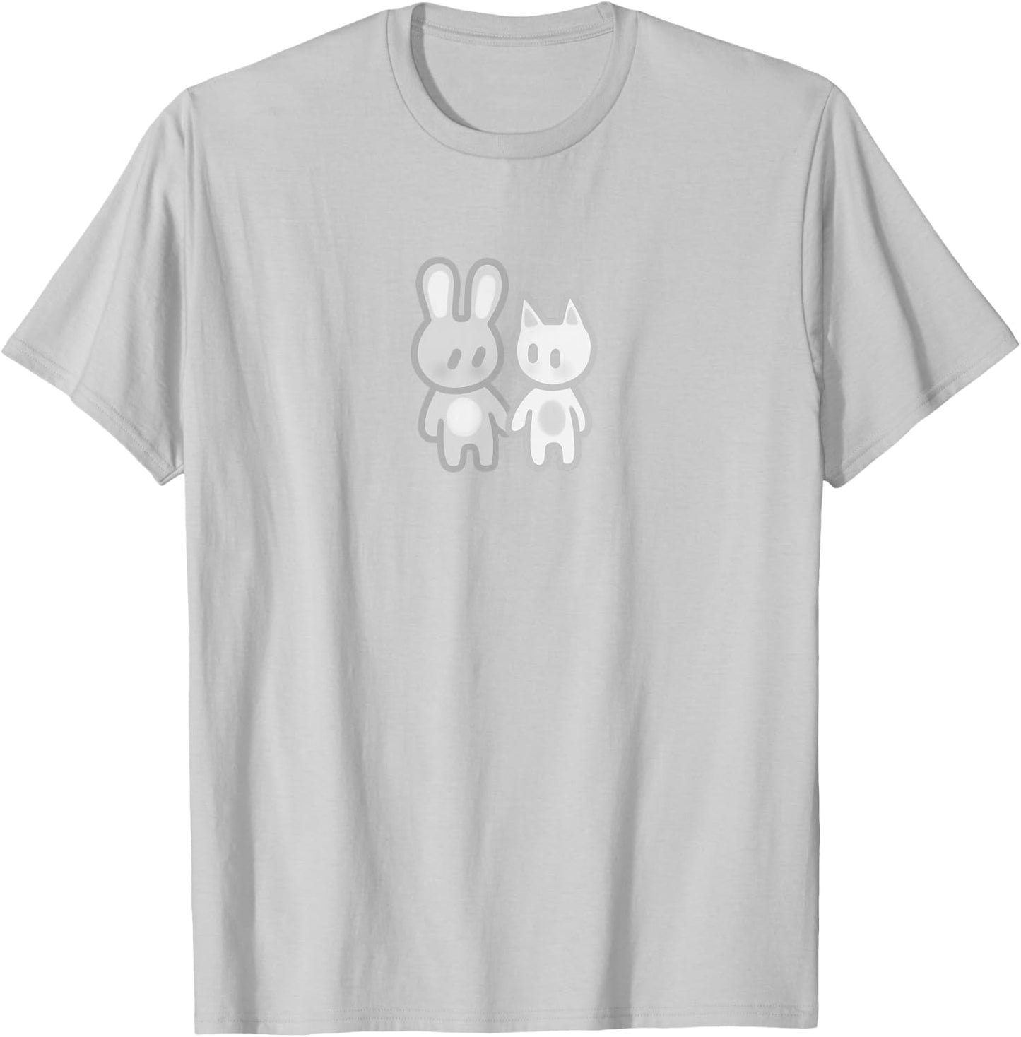 Niedlicher Kawaii Y2K Kokette Hase und Katze T-Shirt - T-Shirt | Ash