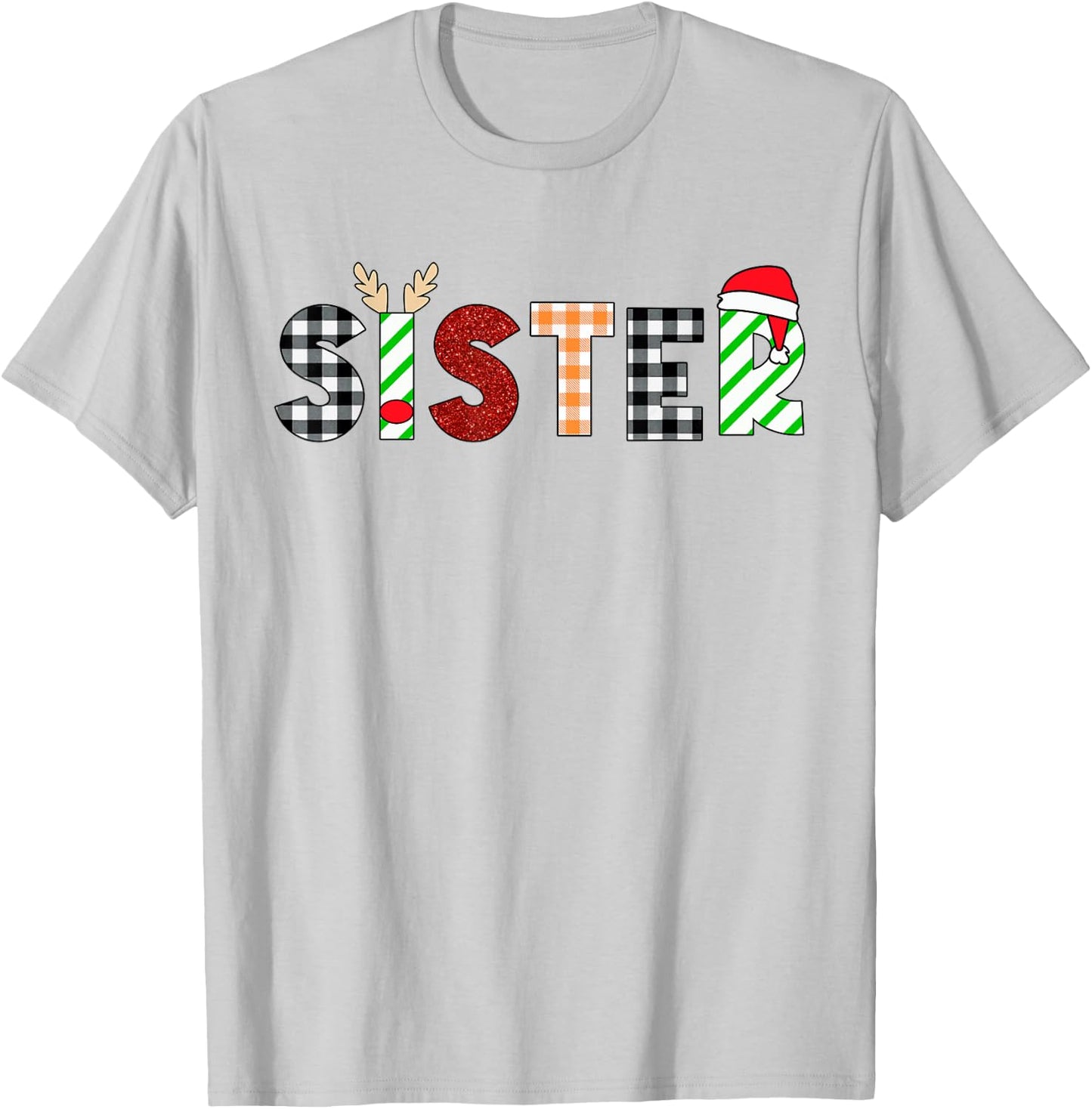Sister Santa Christmas Family Matching Pajamas Mama Xmas T-Shirt - T-Shirt | Ash