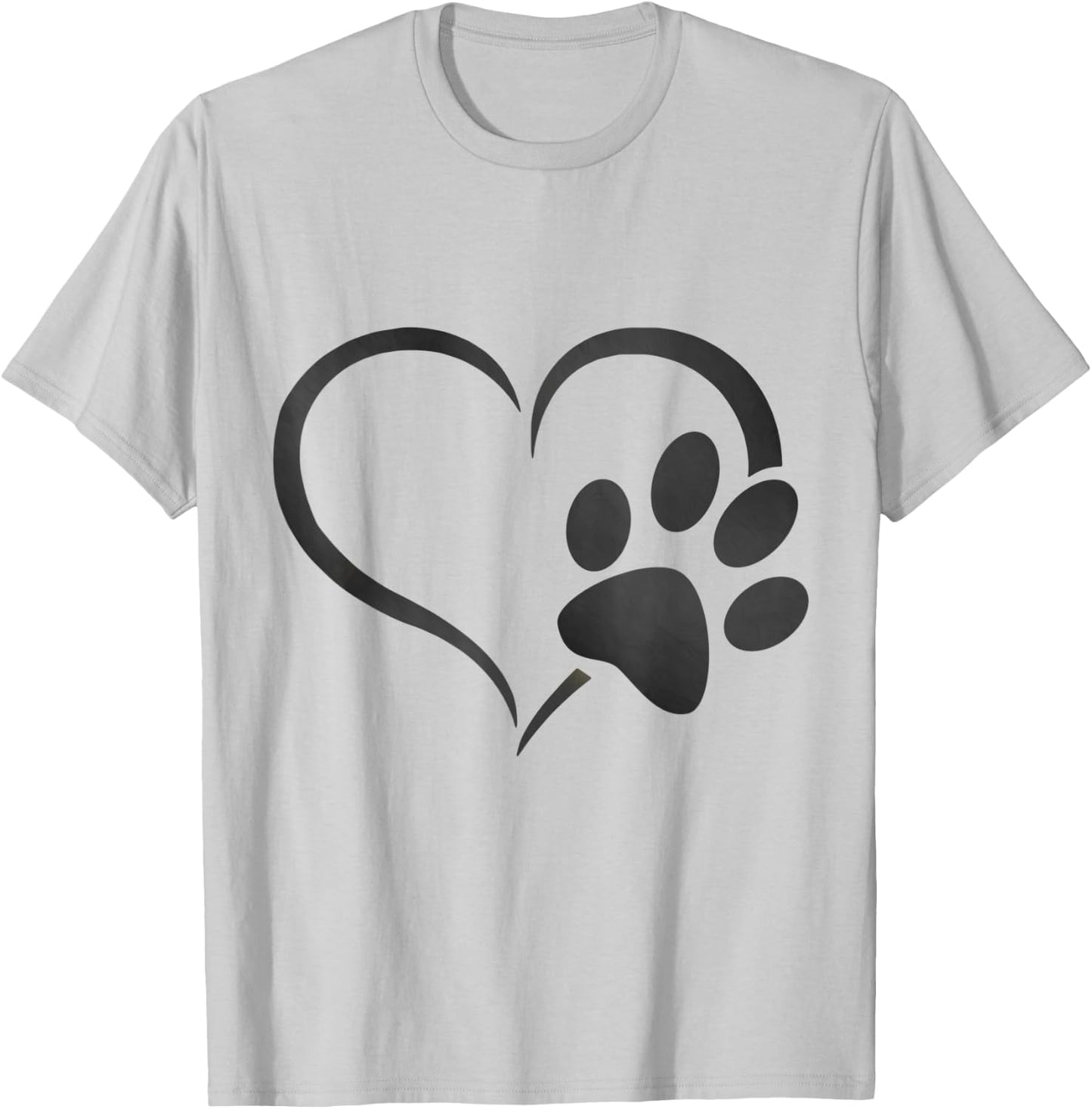 light grey black Dog Paw Print heart For Dogs Lover Women Kids T-Shirt - T-Shirt | Ash