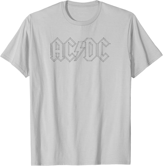 Offizielles AC/DC Black Outline Logo Band Hardrock T-Shirt - T-Shirt | Ash
